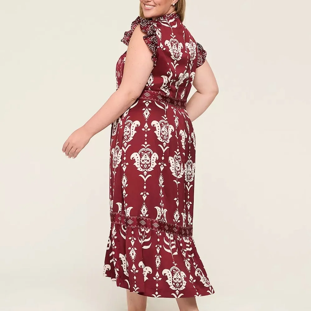 Lane Bryant Mock Neck Printed Maxi Dress Size 20 - Picture 2 of 5